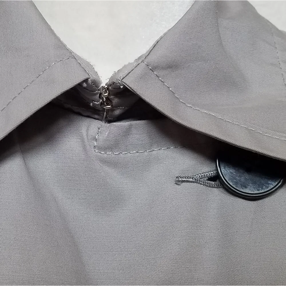 BLACK Rivet Dove Gray Belted Layered  Puff Shoulder Trench Coat Over Coat Small
